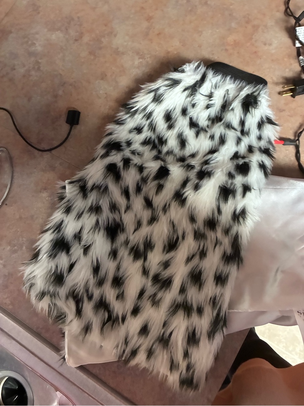 Spirit Halloween Black White Spotted Faux Fur Leg Warmers Boot Covers